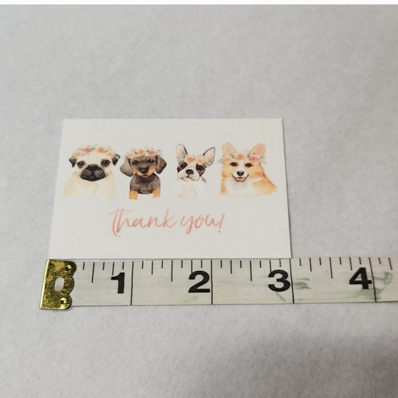 Puppy W/Floral Crowns Business Thank You Cards 50pk & 100 Thank You Stickers - Picture 6 of 11